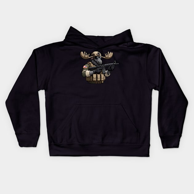 Tactical Moose Kids Hoodie by Rawlifegraphic